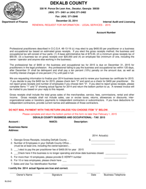 DeKalb County Business and Occupational Tax Renewal Request