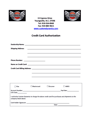 Credit Card Authorization Form