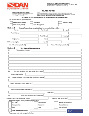 DAN South Africa Claim Form