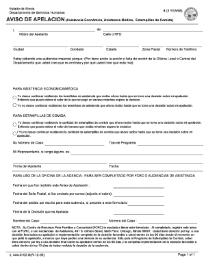 AVISO DE APELACION (Asistencia Económica, Asistencia Médica, Estampillas de Comida)