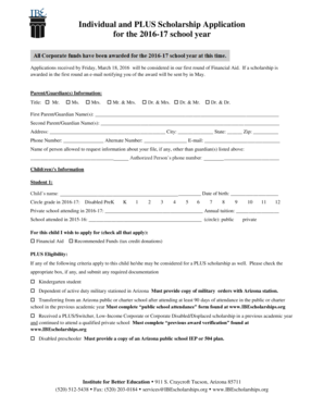 Individual and PLUS Scholarship Application