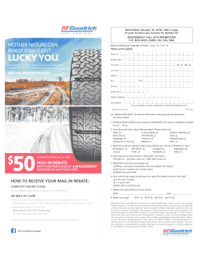 BFGoodrich Fall 2015 Promotion Mail-In Rebate Form