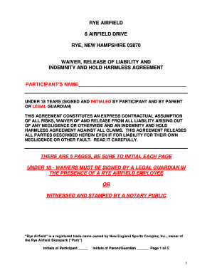 Rye Airfield Waiver Release of Liability