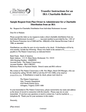 IRA Charitable Rollover Request