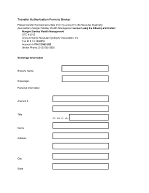 Transfer Authorization Form to Broker