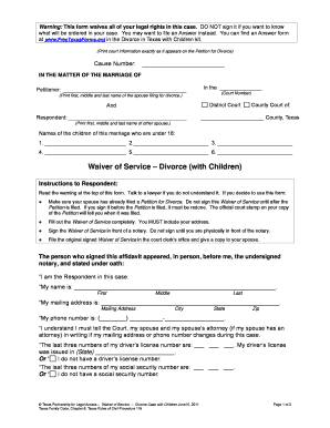 Waiver of Service – Divorce Case with Children