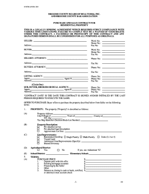 Broome County Residential Purchase and Sale Contract