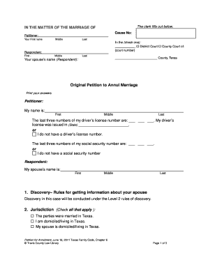 Texas Annulment Petition Form