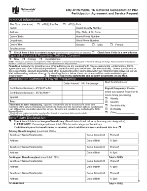 City of Memphis Deferred Compensation Plan Participation Agreement