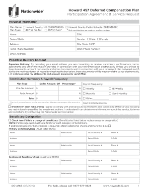 Howard 457 Deferred Compensation Plan Participation Agreement