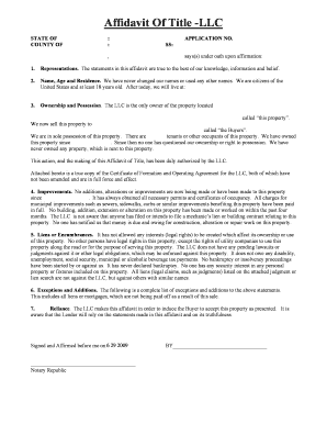 Affidavit of Title for LLC
