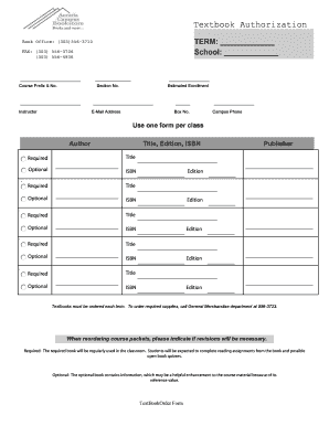 Textbook Order Form