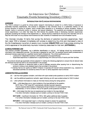Traumatic Events Screening Inventory for Children
