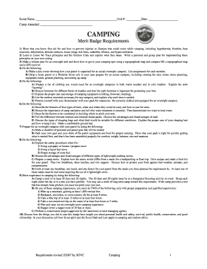Scout Camping Merit Badge Requirements