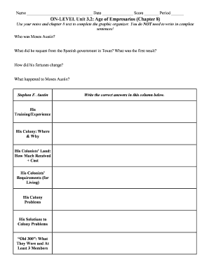 Age of Empresarios Graphic Organizer