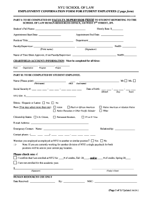 NYU Student Employee Confirmation Form