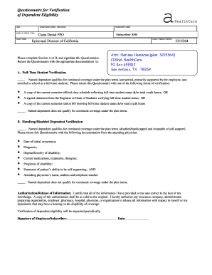Cigna Dependent Eligibility Verification Form