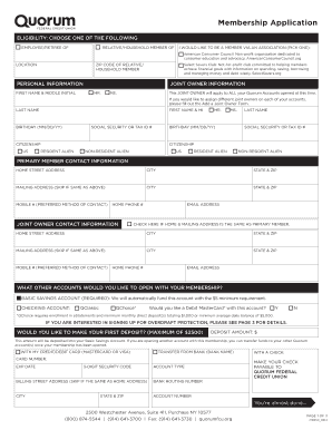 Quorum Federal Credit Union Membership Application
