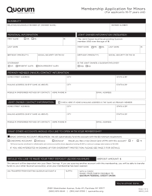 Membership Application for Minors