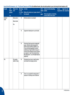 General School Risk Assessments - Fire Safety