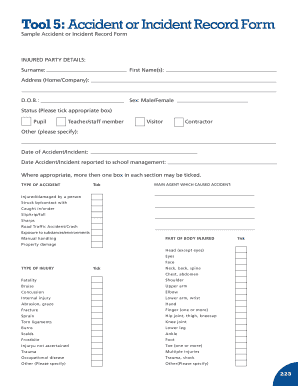 Accident or Incident Record Form