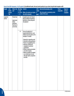 School Legionella Risk Assessment Form