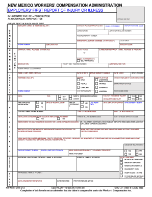 New Mexico Employer's First Report of Injury or Illness