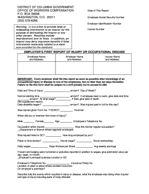 Employer's First Report of Injury or Occupational Disease