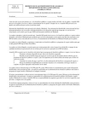 Notificacion de Reembolso de Medicaid
