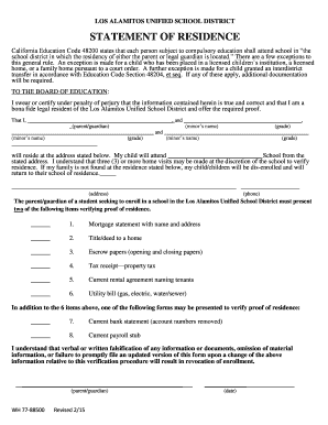 California Statement of Residence