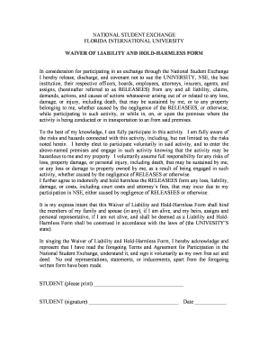 National Student Exchange Waiver of Liability