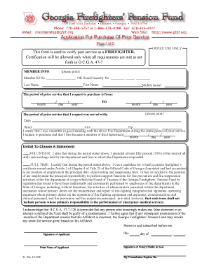 Georgia Firefighter Prior Service Purchase Form