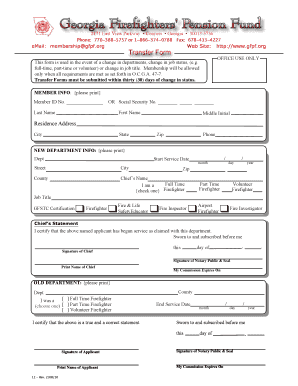 Georgia Firefighter Transfer Form