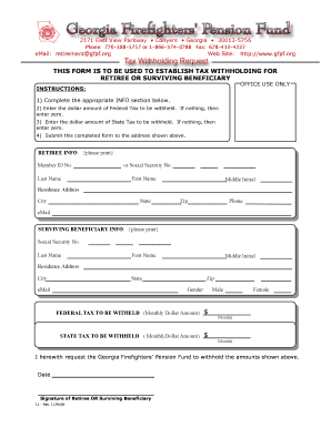 Georgia Firefighters' Pension Fund Tax Withholding Form