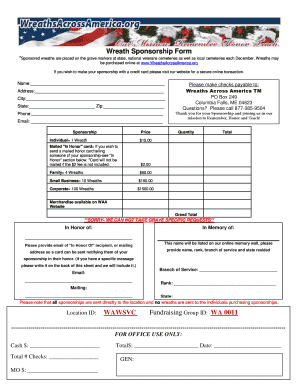 Wreath Sponsorship Form