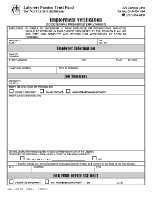 Laborers Pension Trust Fund Employment Verification