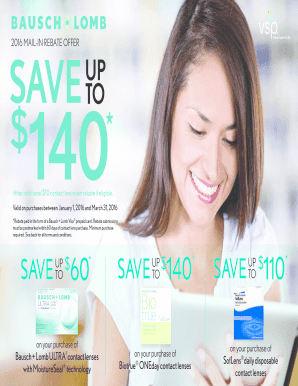 Bausch + Lomb Contact Lens Mail-In Rebate Form