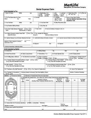MetLife Dental Expense Claim Form