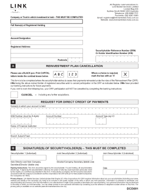 Reinvestment Plan Cancellation Form