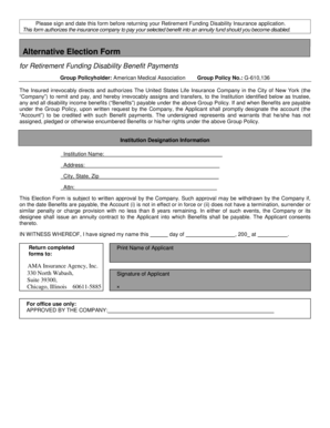 Alternative Election Form for Disability Benefit Payments