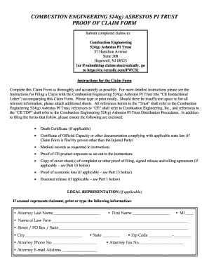Combustion Engineering Asbestos PI Trust Claim Form