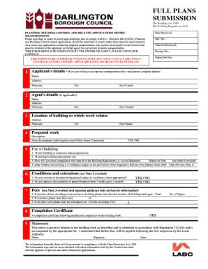 UK Full Plans Building Submission Form