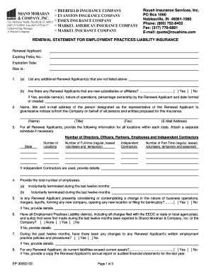 Employment Practices Liability Insurance Renewal Statement