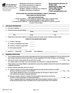 Lawyers Professional Liability Insurance Application