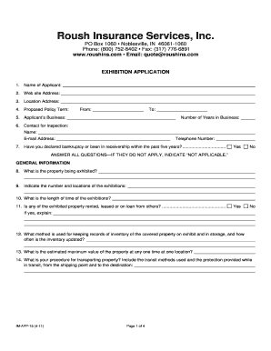 Exhibition Insurance Application