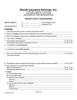 Riggers Liability Questionnaire