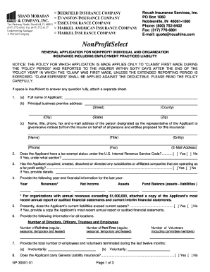 Nonprofit Insurance Renewal Application