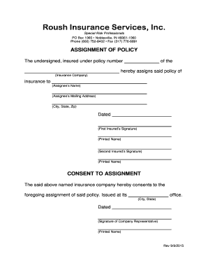 Assignment of Insurance Policy