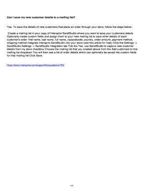 Can I save my new customer details to a mailing list