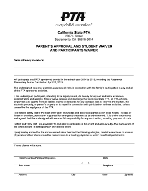 California State PTA Participation Waiver